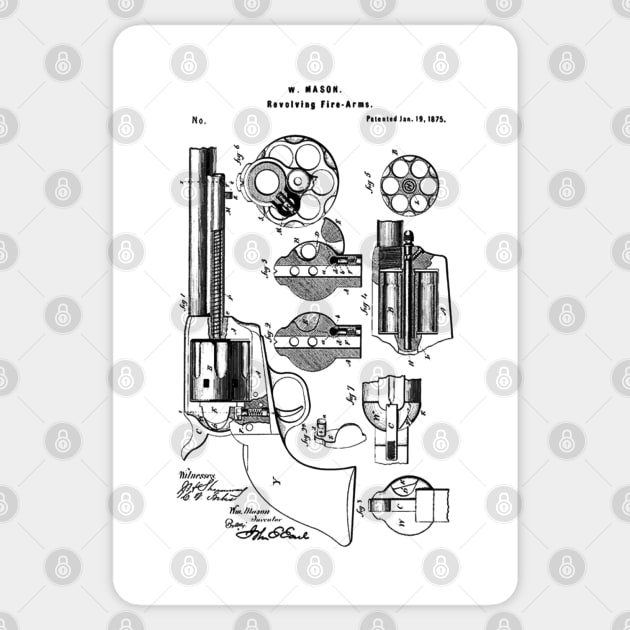 Mason Revolving Firearm Patent Black Sticker by Luve